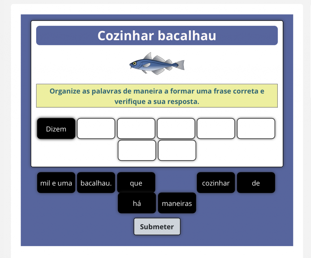 Make the sentence comer bacalhau OK